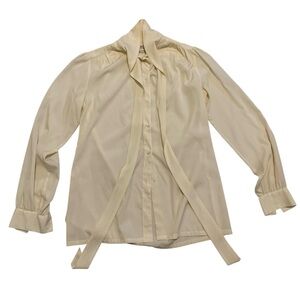 VINTAGE 70s Ports International Cream Secretary Blouse Size 4